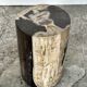Small black, white and gray petrified wood side table H28cm D:18.5