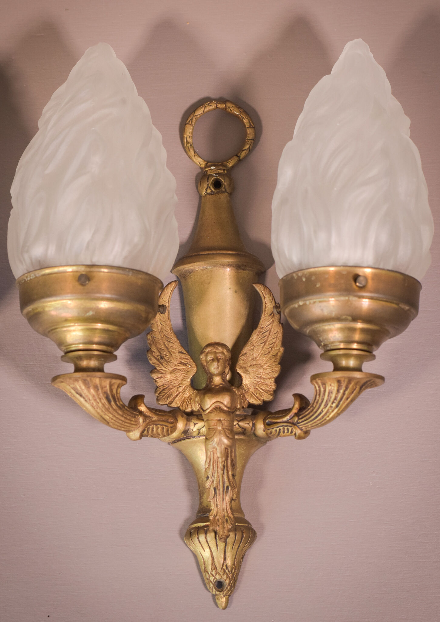 Pair of Wall Lamps with Angels