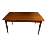 Scandinavian rectangular teak dining table with 4 tapered legs