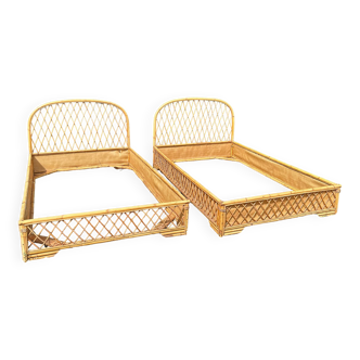Vintage rattan beds year 60