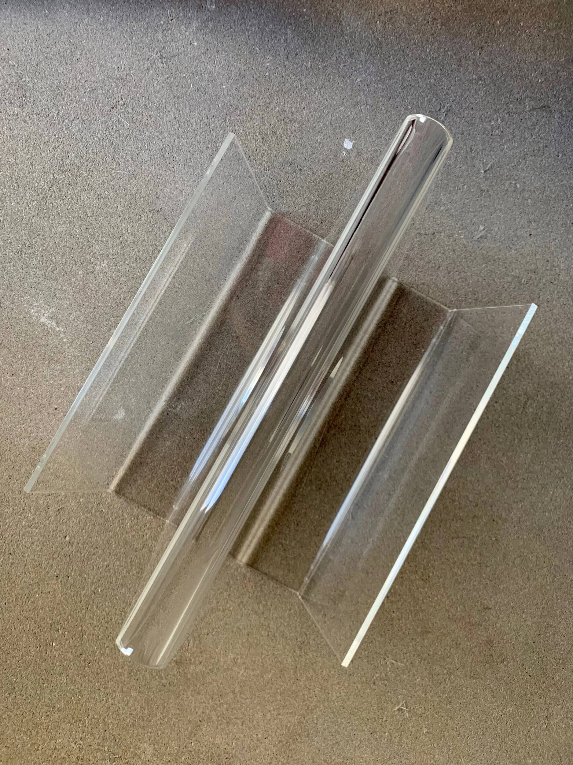 Vintage plexiglass magazine holder, 1970s