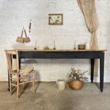 farmhouse table with black base