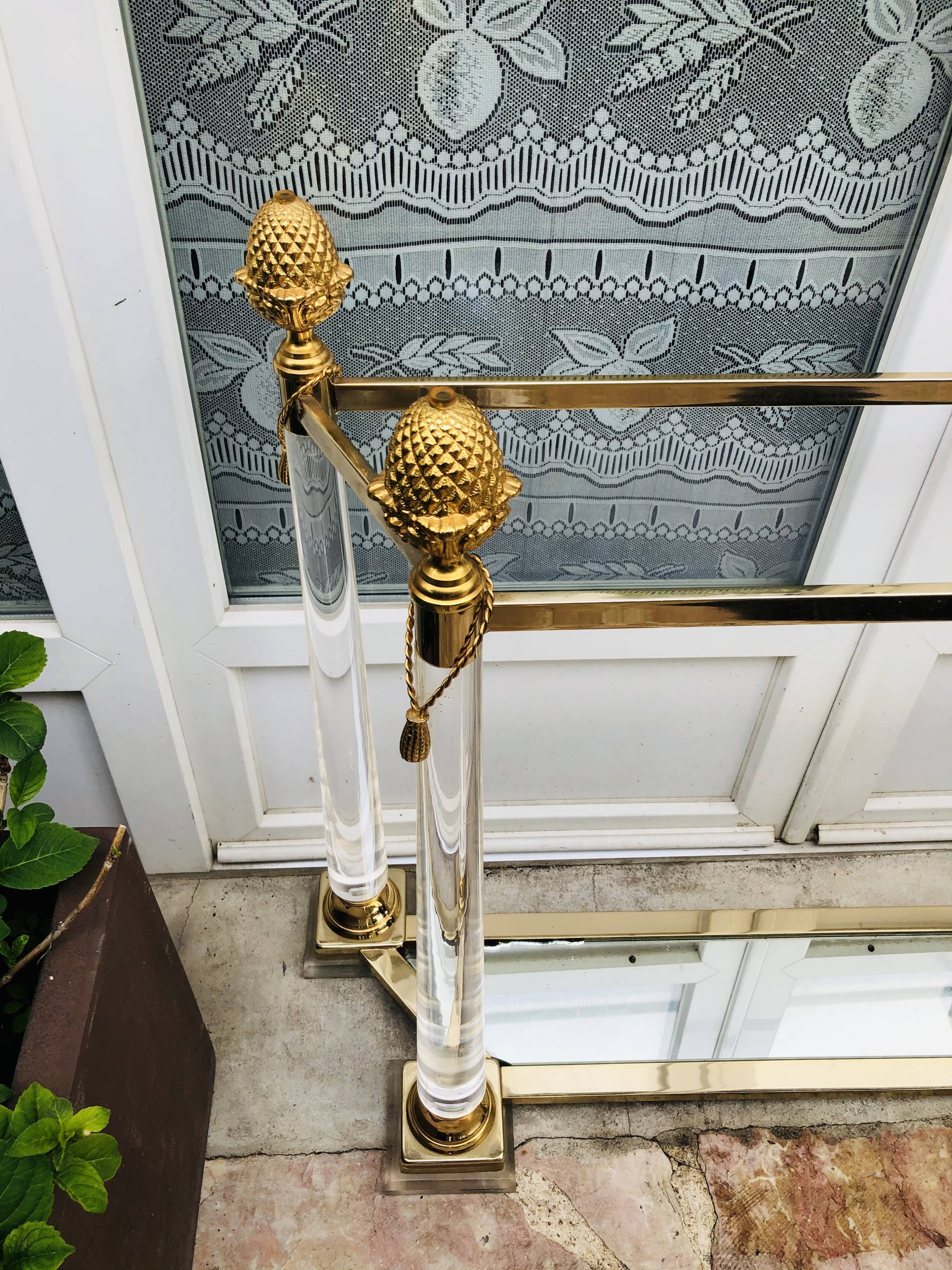 Console in Plexiglas and gold metal