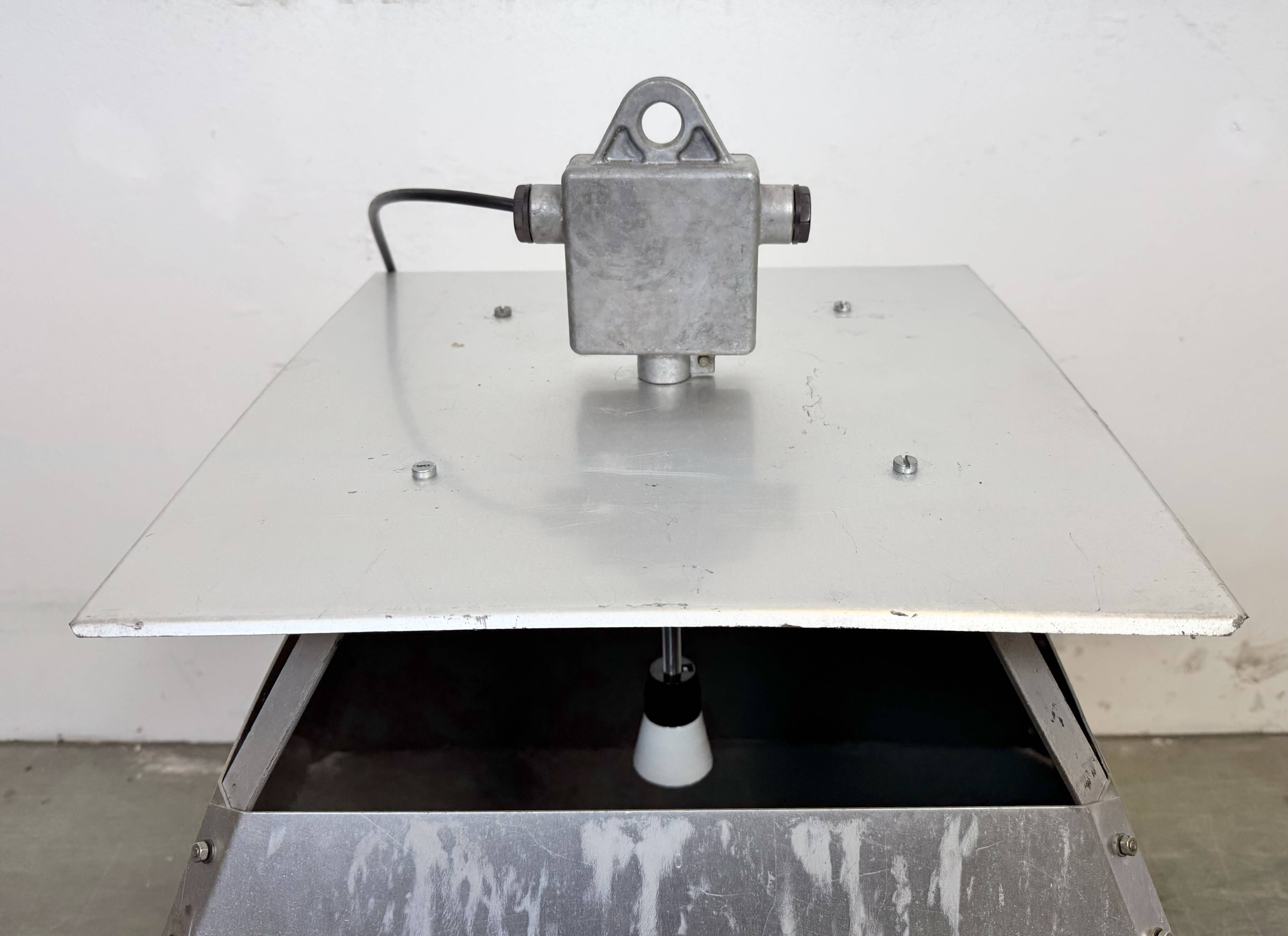 Large Silver Industrial Factory Pebdant Lamp, 1970s