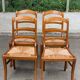 4 chaises de à manger en bois massif paillées dossier échelle 1970