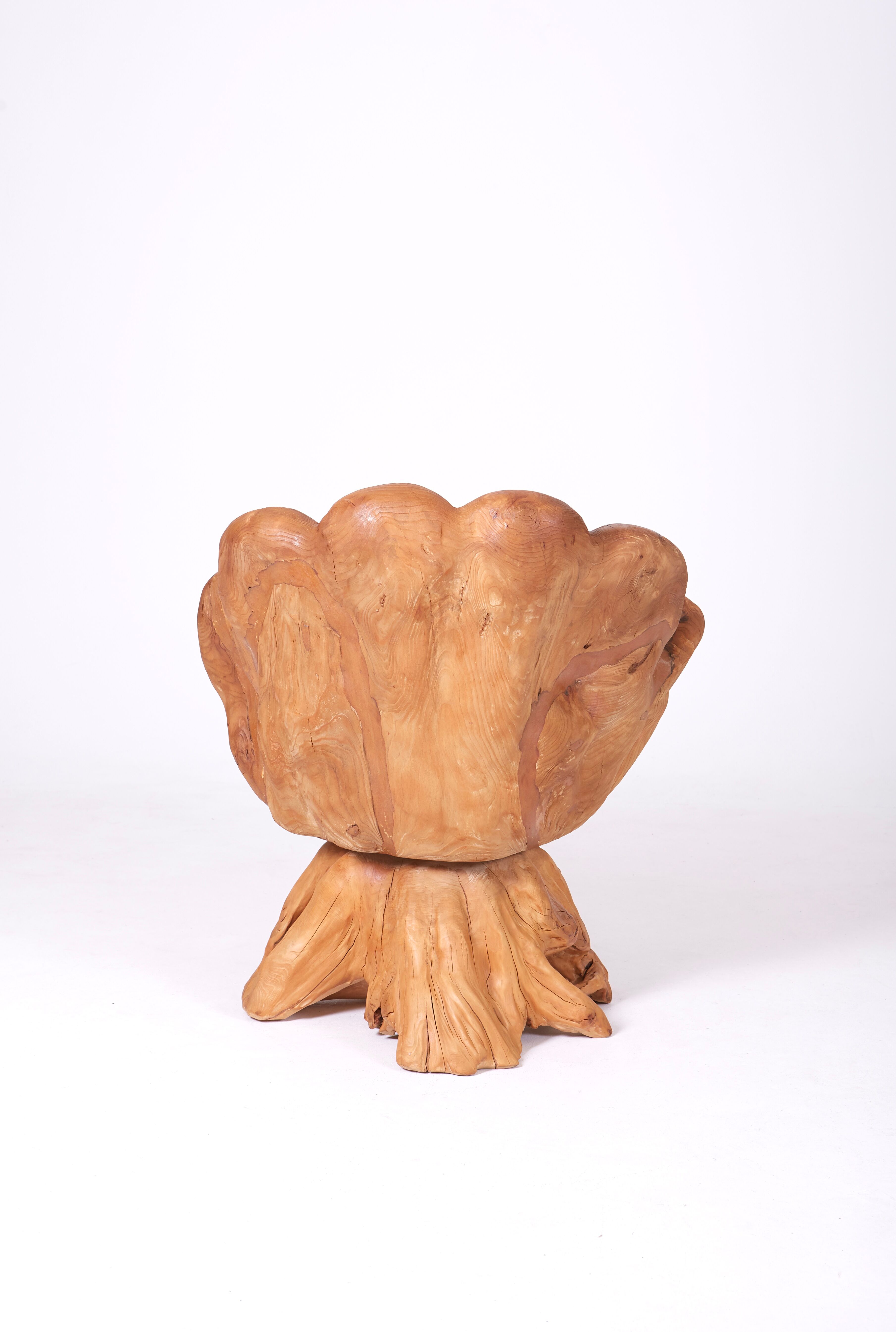 Olive root armchair brutalist design