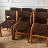Lot de 6 chaises en orme et tweed Maison Regain