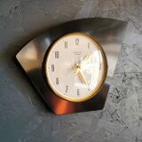 Vintage formica clock silent asymmetrical wall pendulum "Vedette noir"