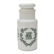 Lot 7 white opal glass jars with vintage airtight lid