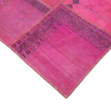 Hand-Knotted Oriental Vintage 207 cm x 304 cm Pink Patchwork Carpet