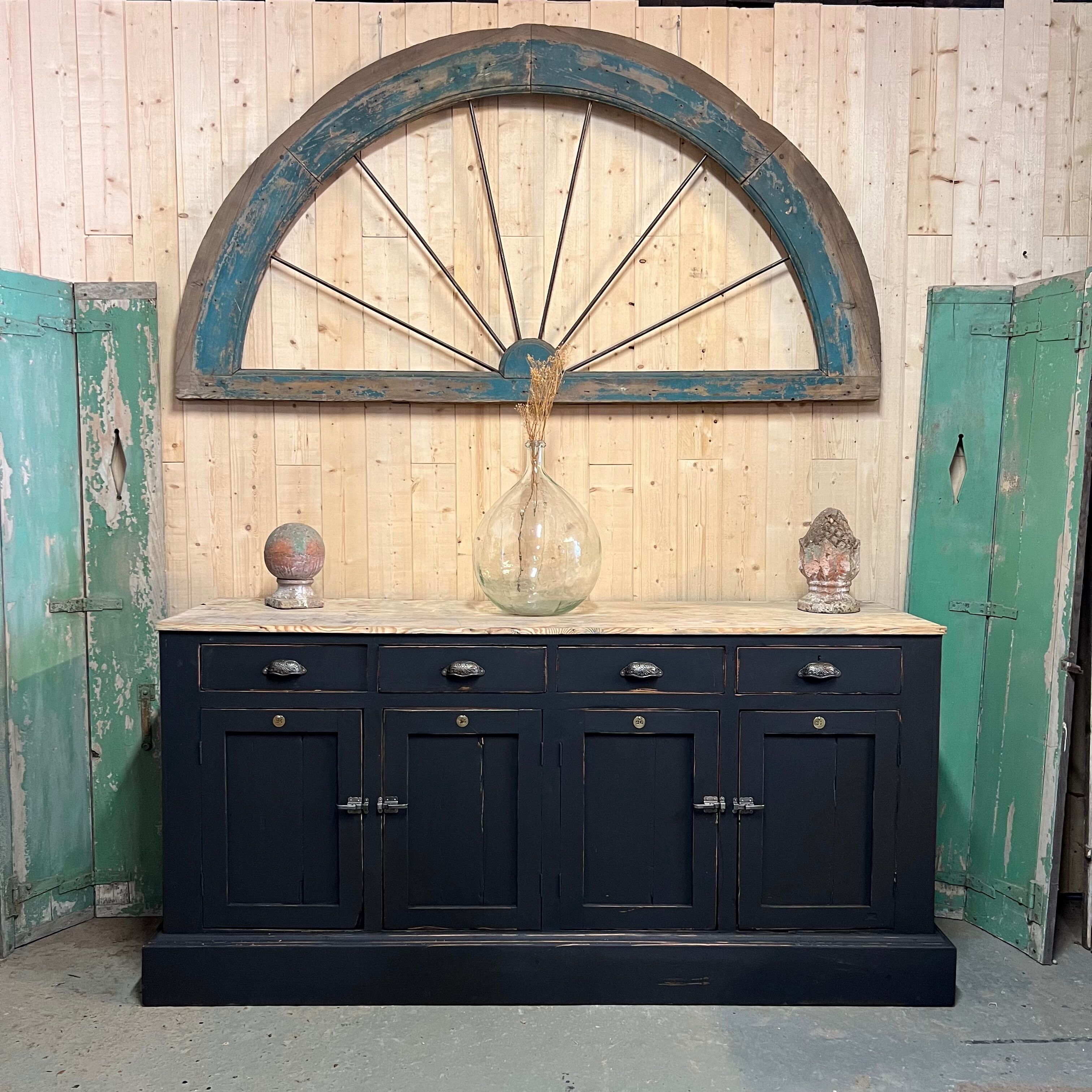 Black patinated workshop sideboard