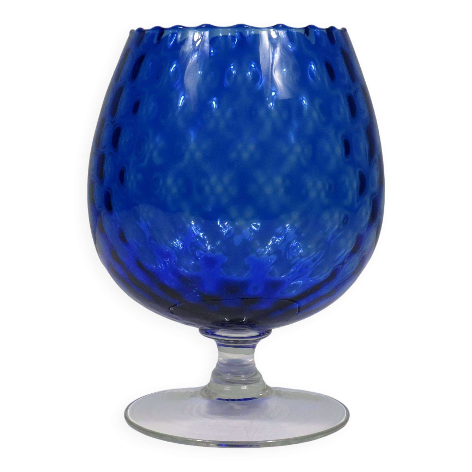 Large mouth-blown Empoli glass
