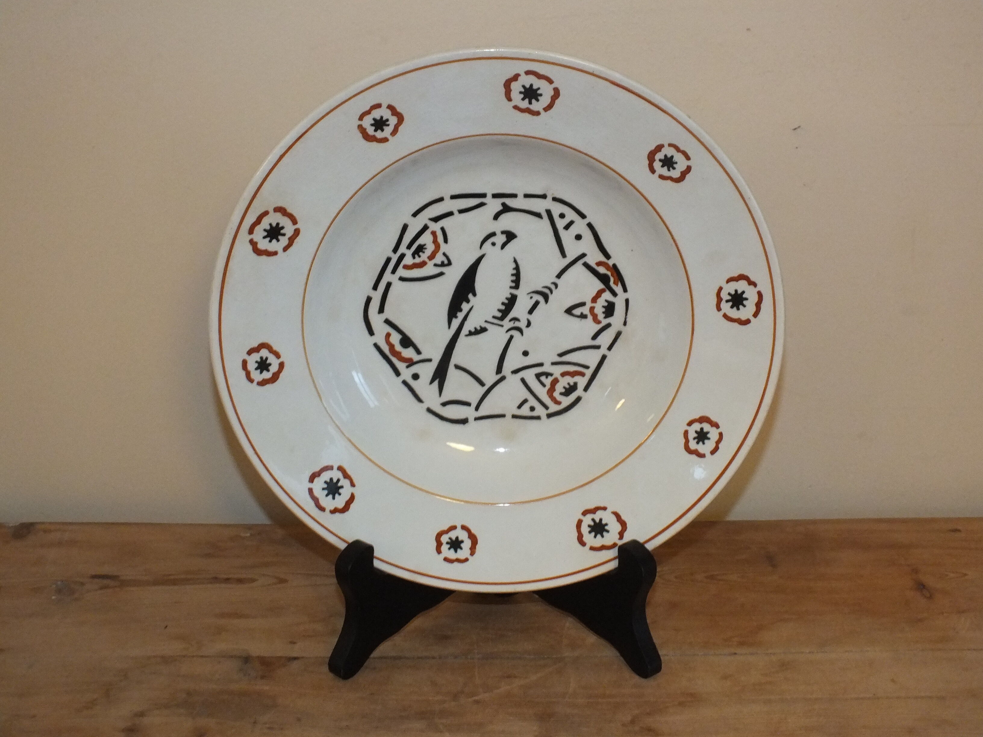 Hollow plate KG Lunéville Oiselet Art Deco style