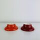 2 space age egg cups in orange and red ceramic, 70s
