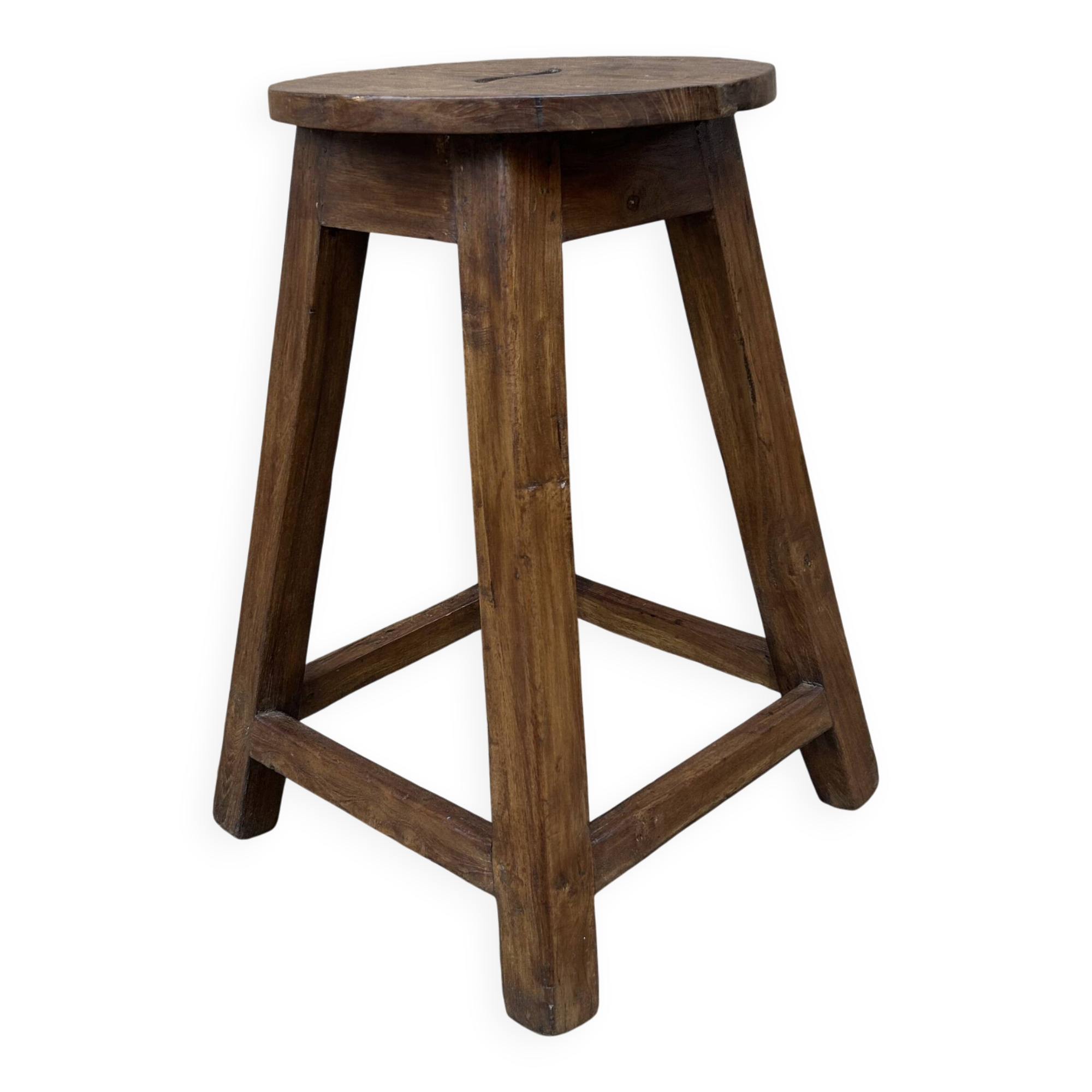 Tabouret d'atelier en teck massif