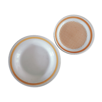 2 assiettes Gien et Longwy années 1940-1960