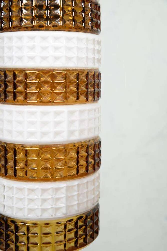 Vintage glass suspension, amber glass cylinder, pendant lamp.