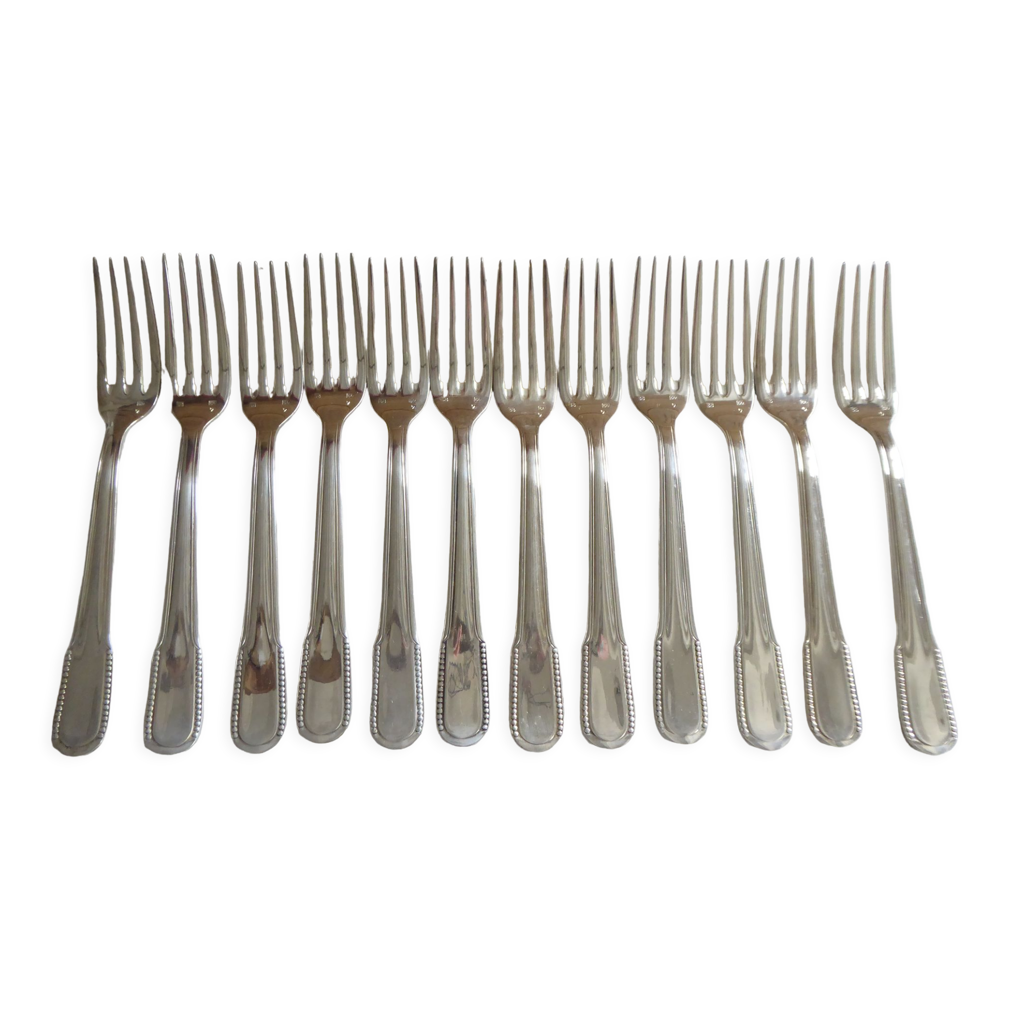 12 dessert forks, silver metal