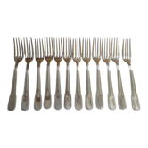 12 fourchettes à dessert, métal argenté