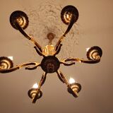 Stunning 6-arm brass chandelier