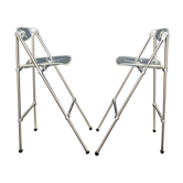 Lot of 2 high folding chairs in lucite