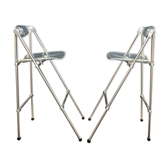 Lot of 2 high folding chairs in lucite
