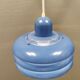 Blue lacquered metal lamp, with several layers of shades, Danish from the 80s.