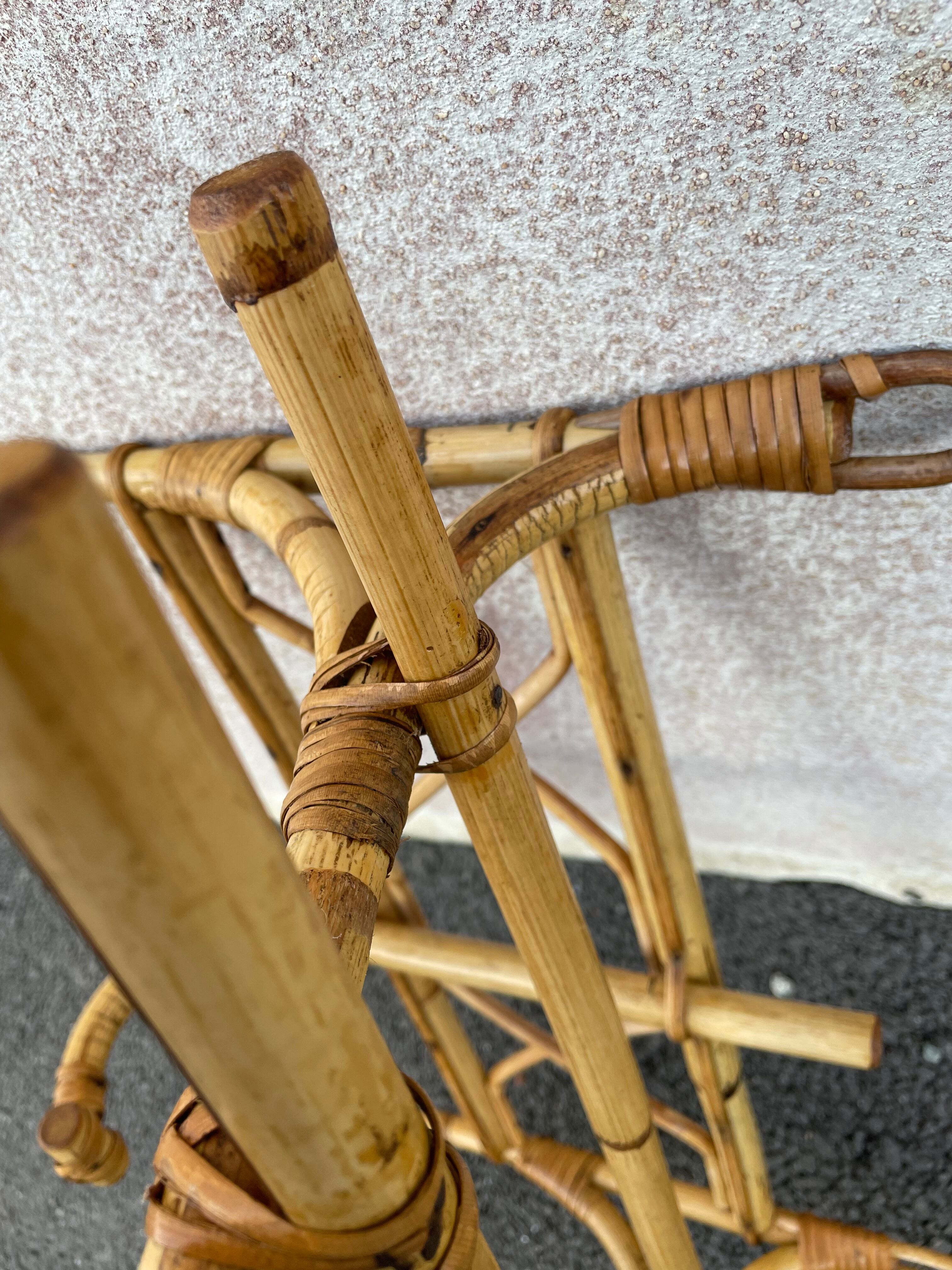 Rattan coat rack