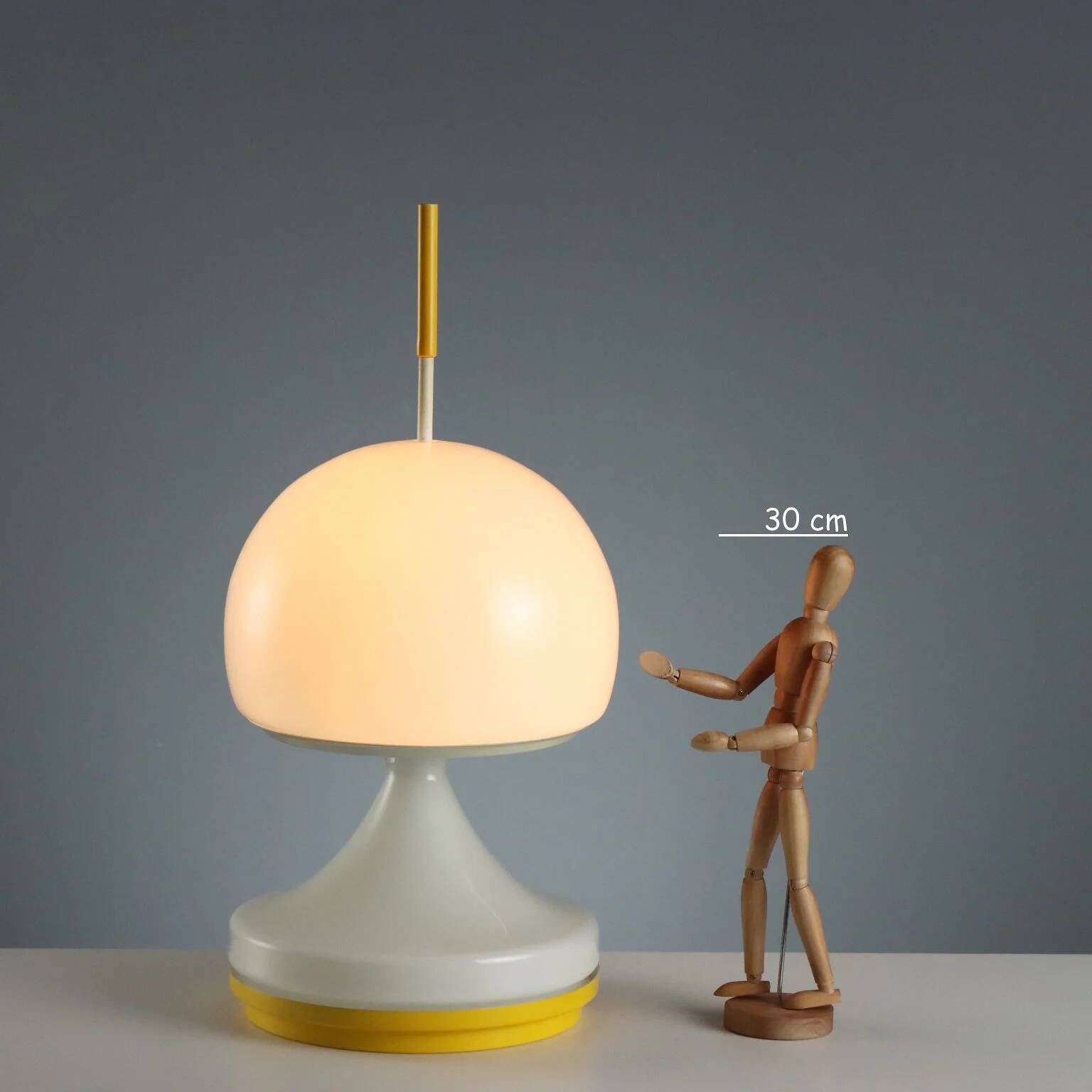 Vintage glass table lamp with double switch, Italy, 1970s