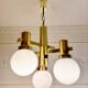 Gaetano Sciolari vintage chandelier in brass and opaline, 1970s