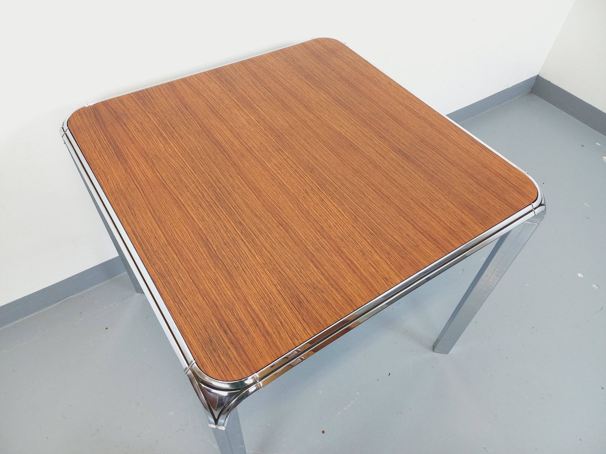 Pierre Paulin vintage square dining table in rosewood and metal