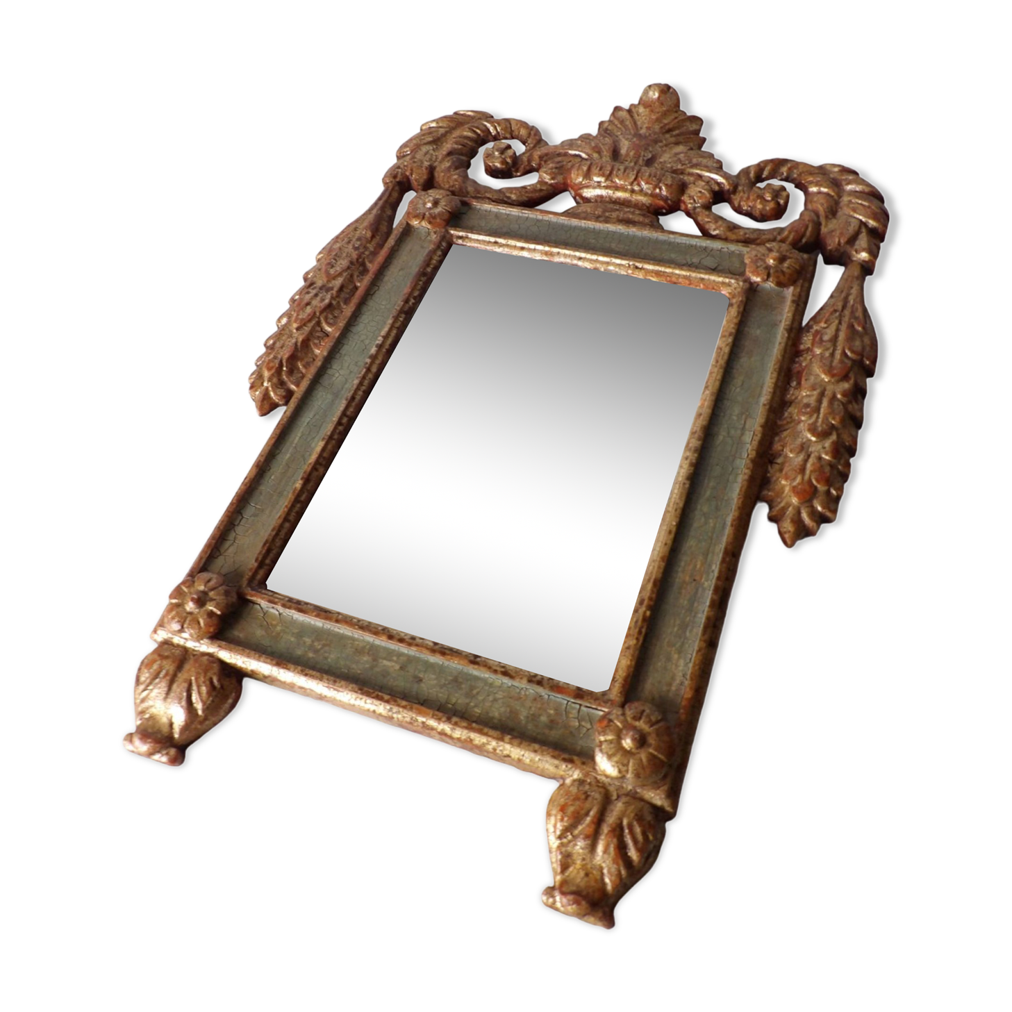 Hand carved wooden mirror