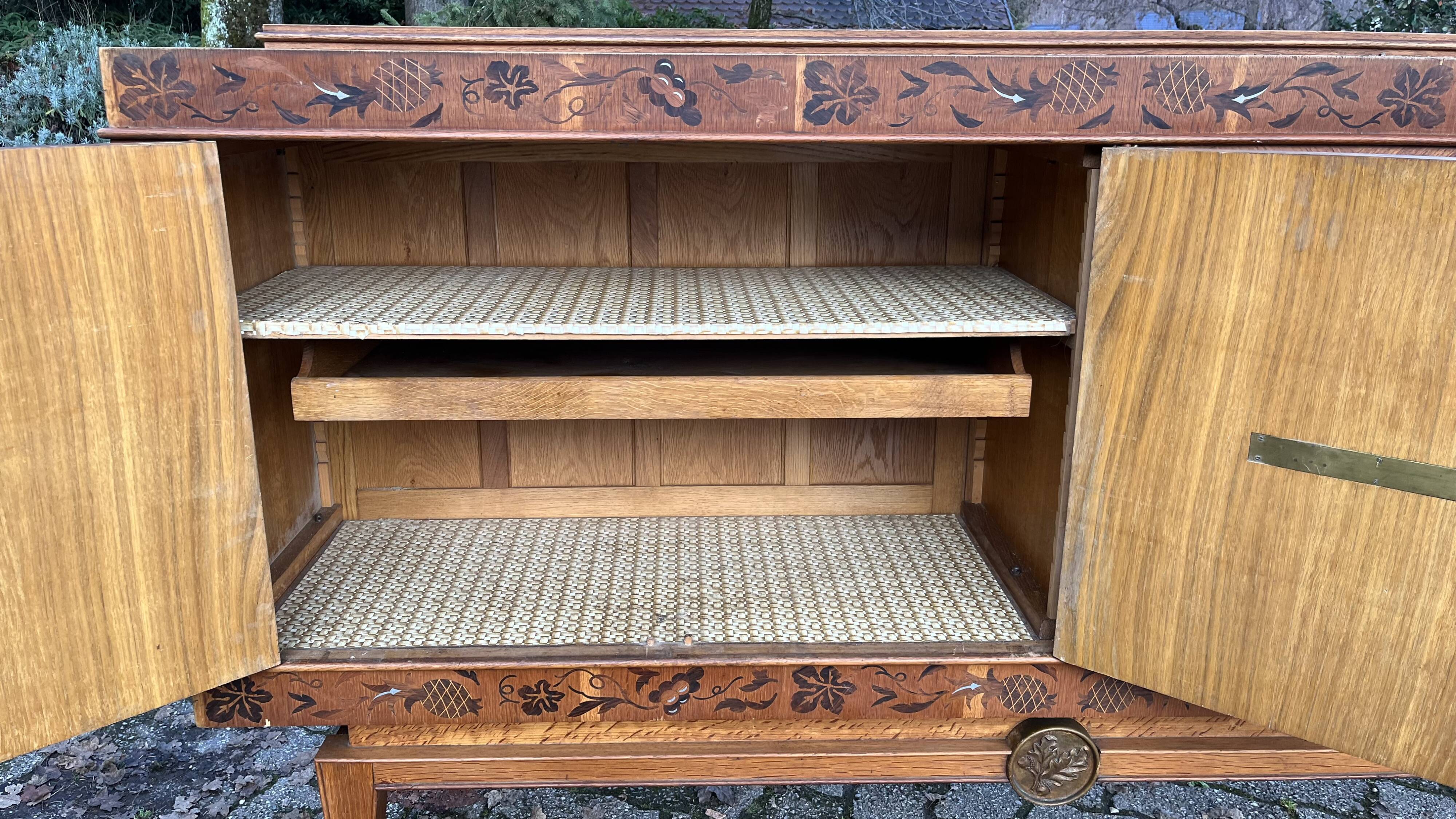 Oak and marquetry row 50s