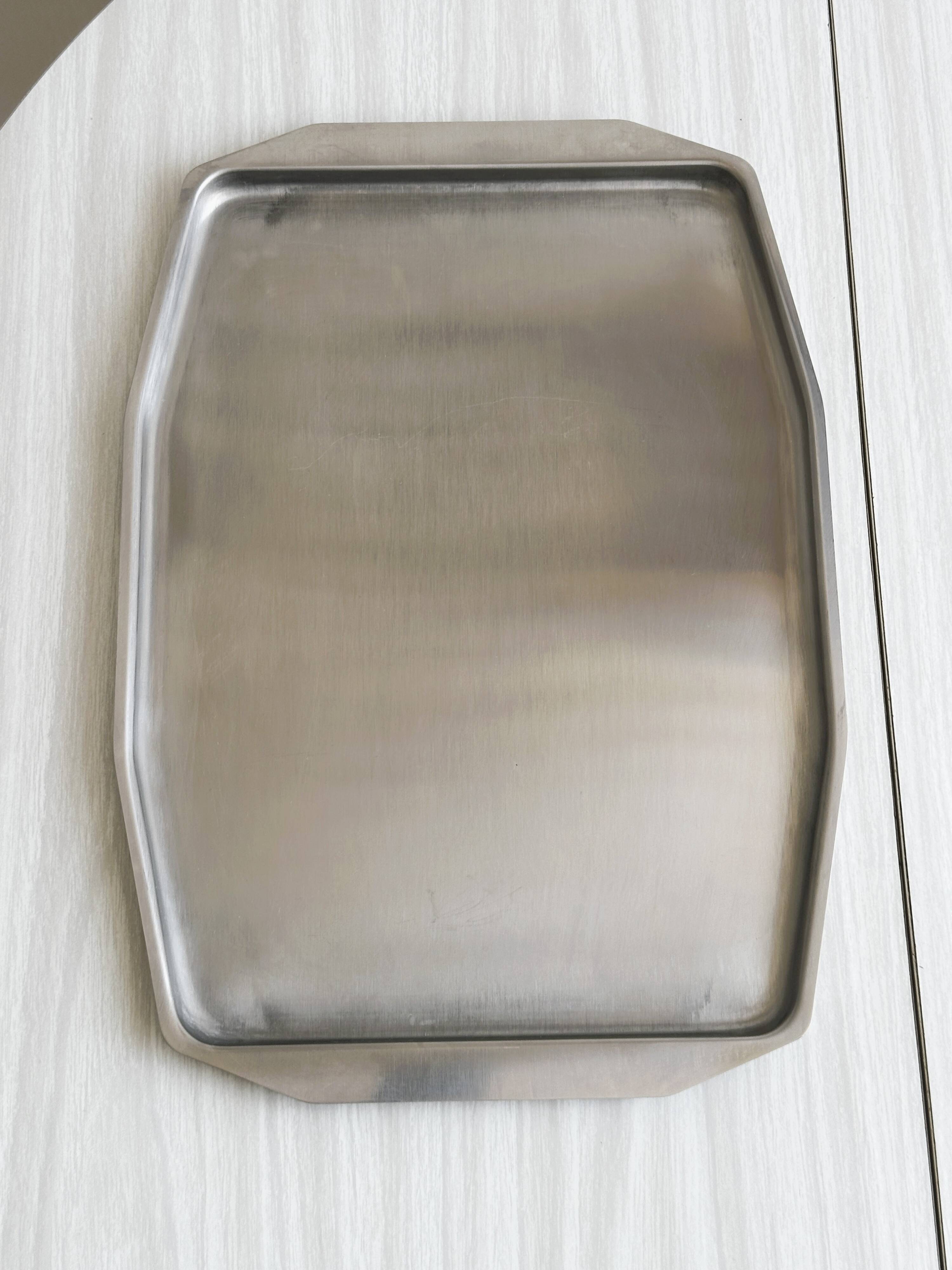 Rectangular stainless steel tray