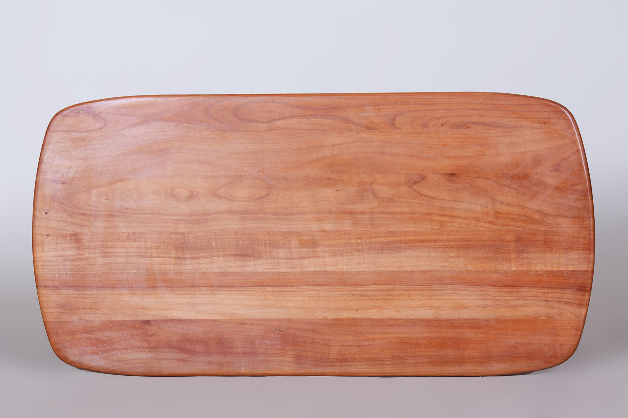 Restored Mid-Century Style Coffee Table, Cherry-Tree, Rattan, 1950s, Czechia