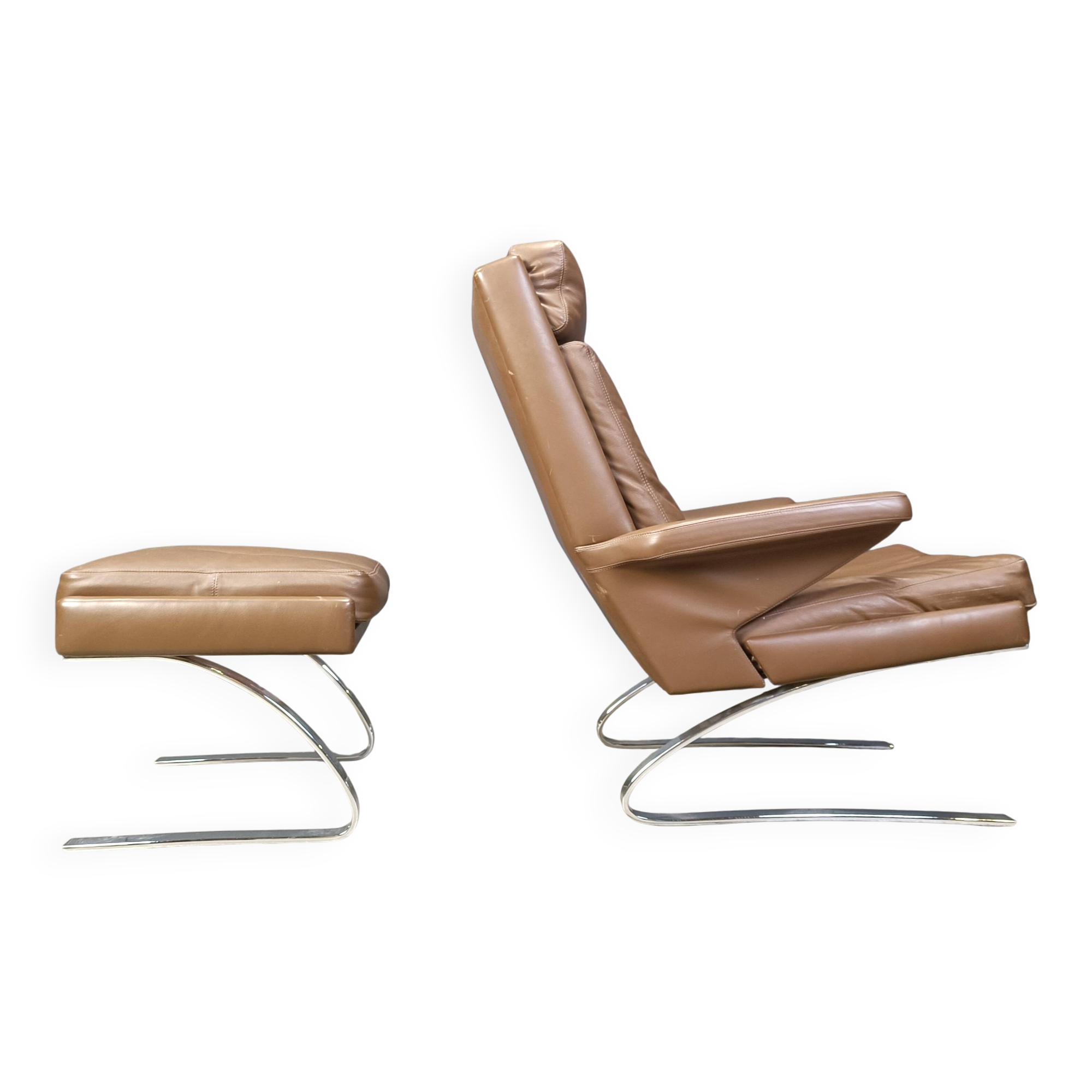 Swing Lounge Chair and Ottoman by Reinhold Adolf and Hans-Jürgen Schräpfer