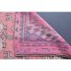 Vintage Turkish Oushak handmade wool cotton pink runner rug 84x379