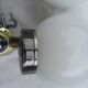 Pair of chromed and opaline metal wall lights
