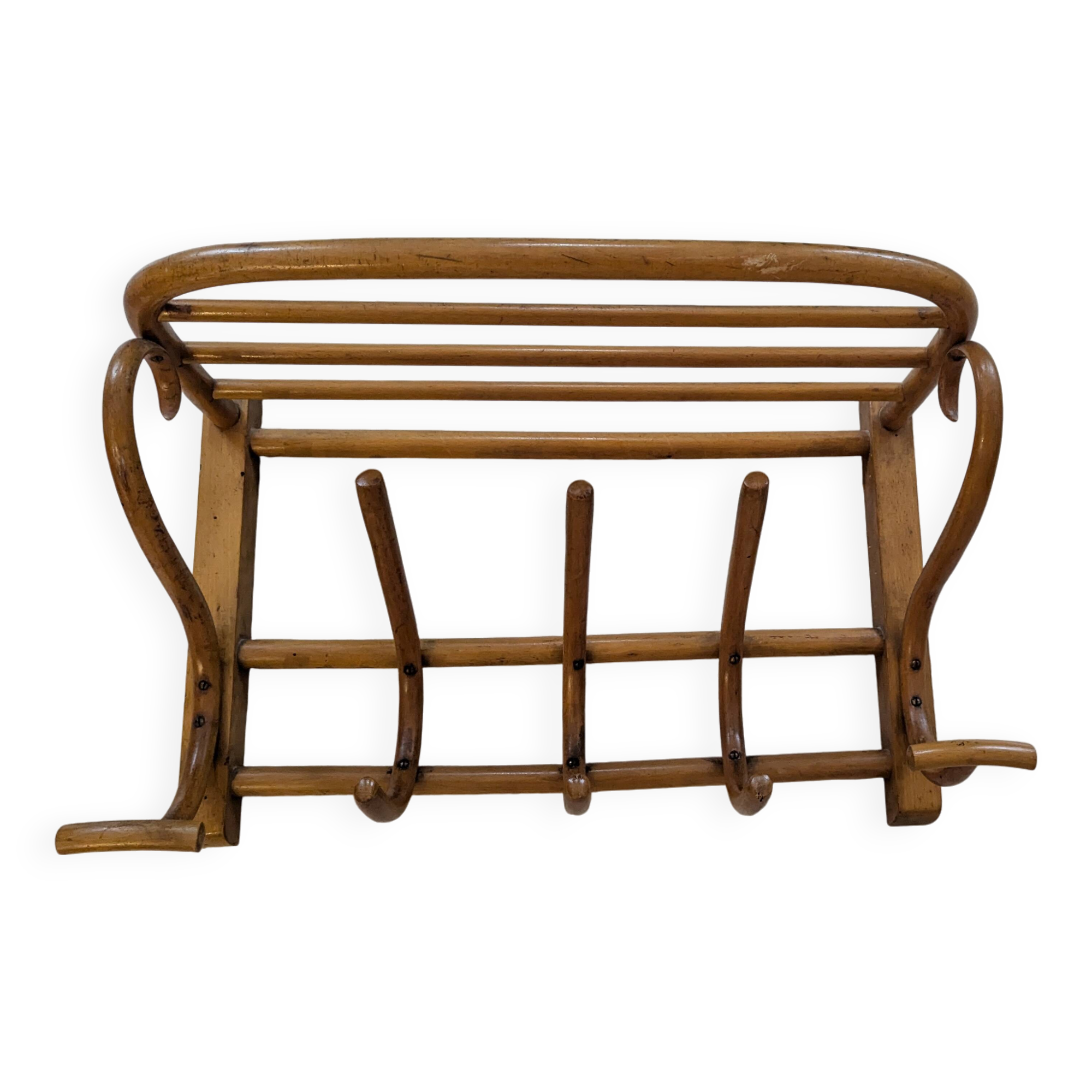 Fischel curved wood wall coat rack