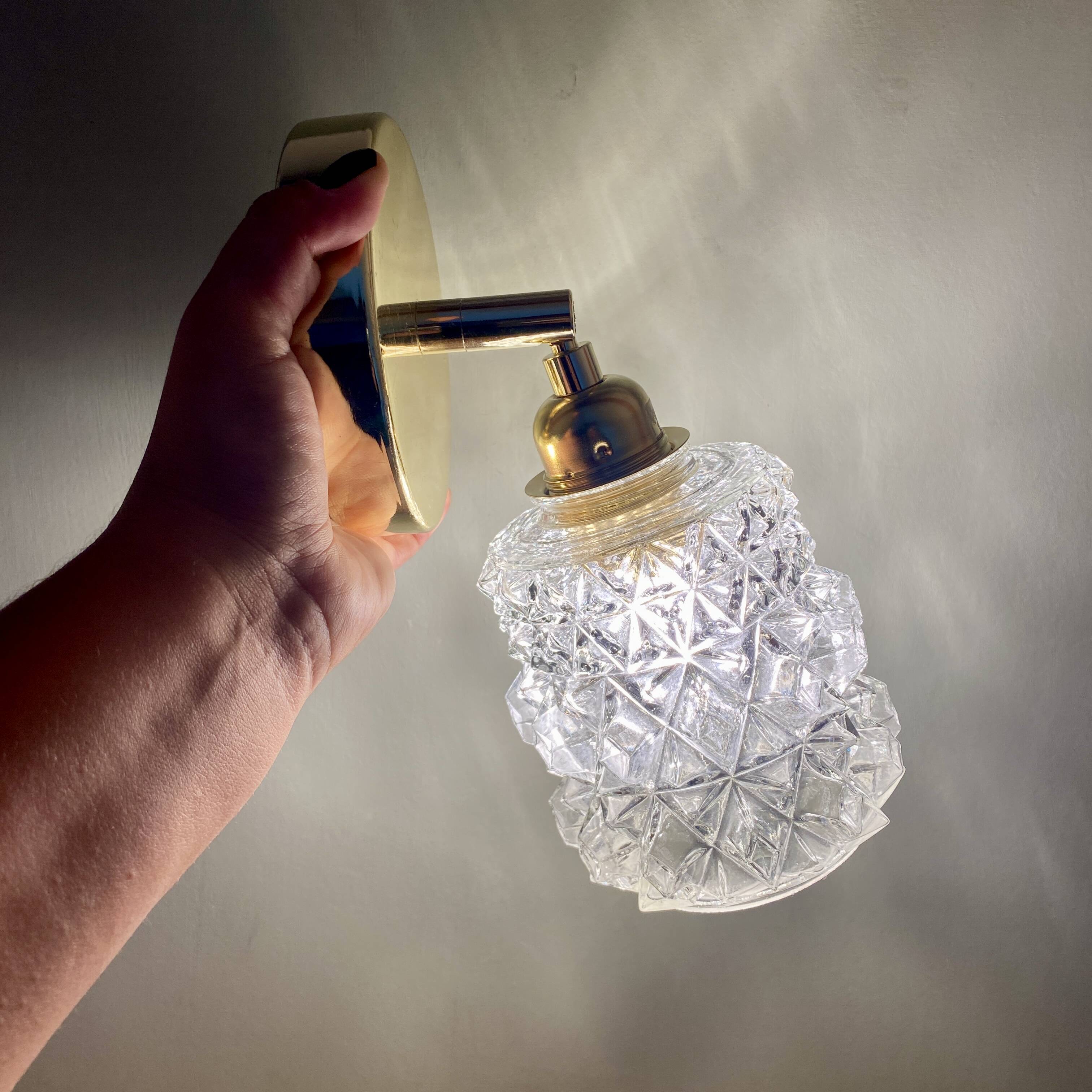 Vintage molded glass globe wall light