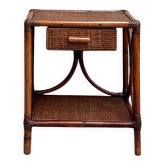 Vintage rattan bedside table