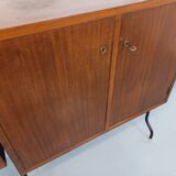 Vintage Italian double modular shelving unit in wood and metal