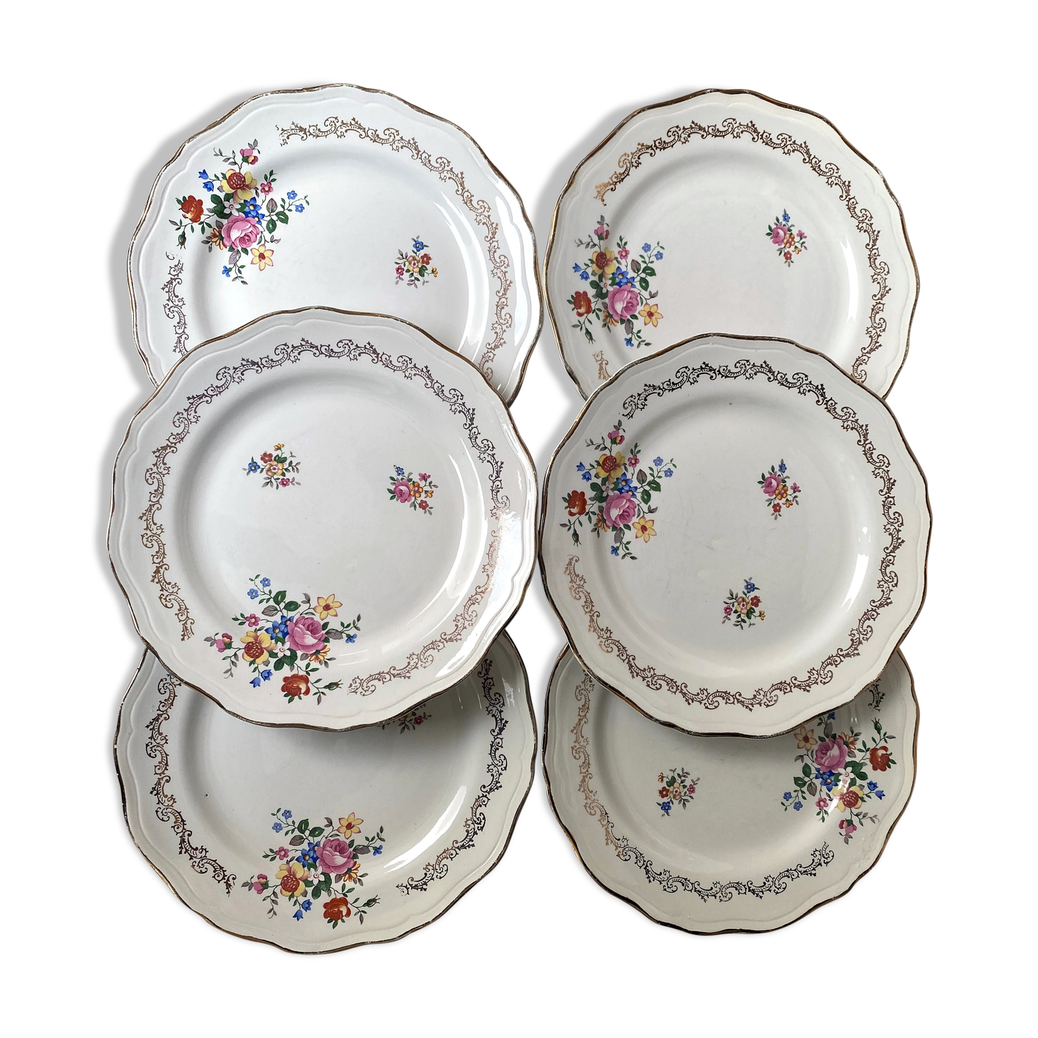 Set of 6 Flat Plates the Almond