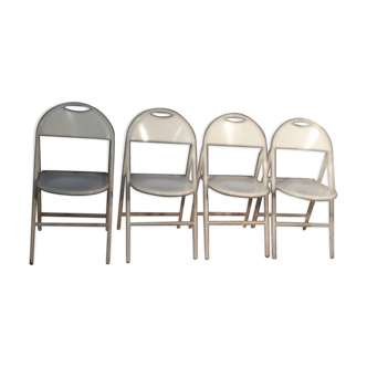 Series of 4 metal folding chairs