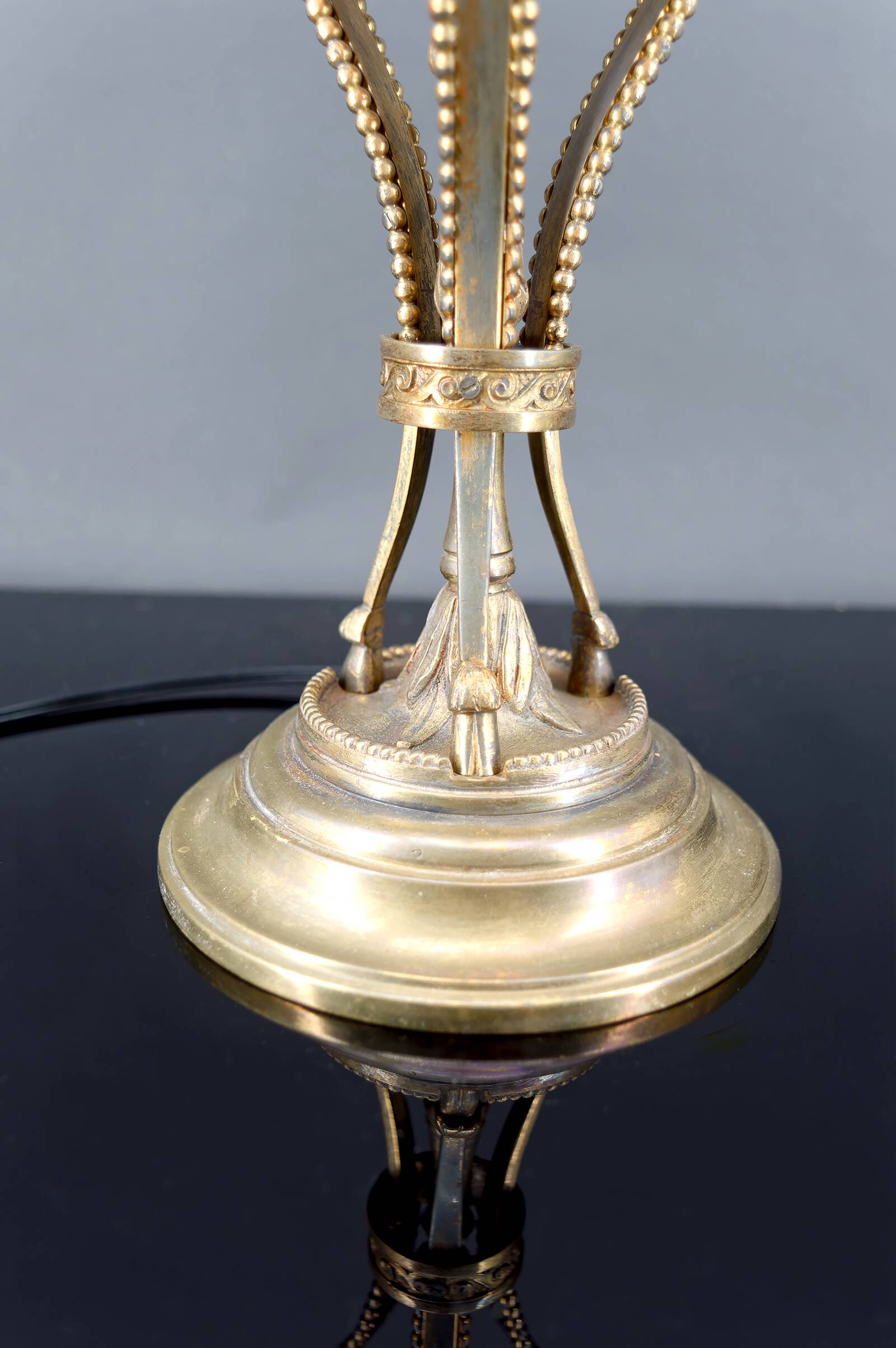 Neoclassical Lamp, Ostrich Egg & Bronze Animal Mount, c. 1900