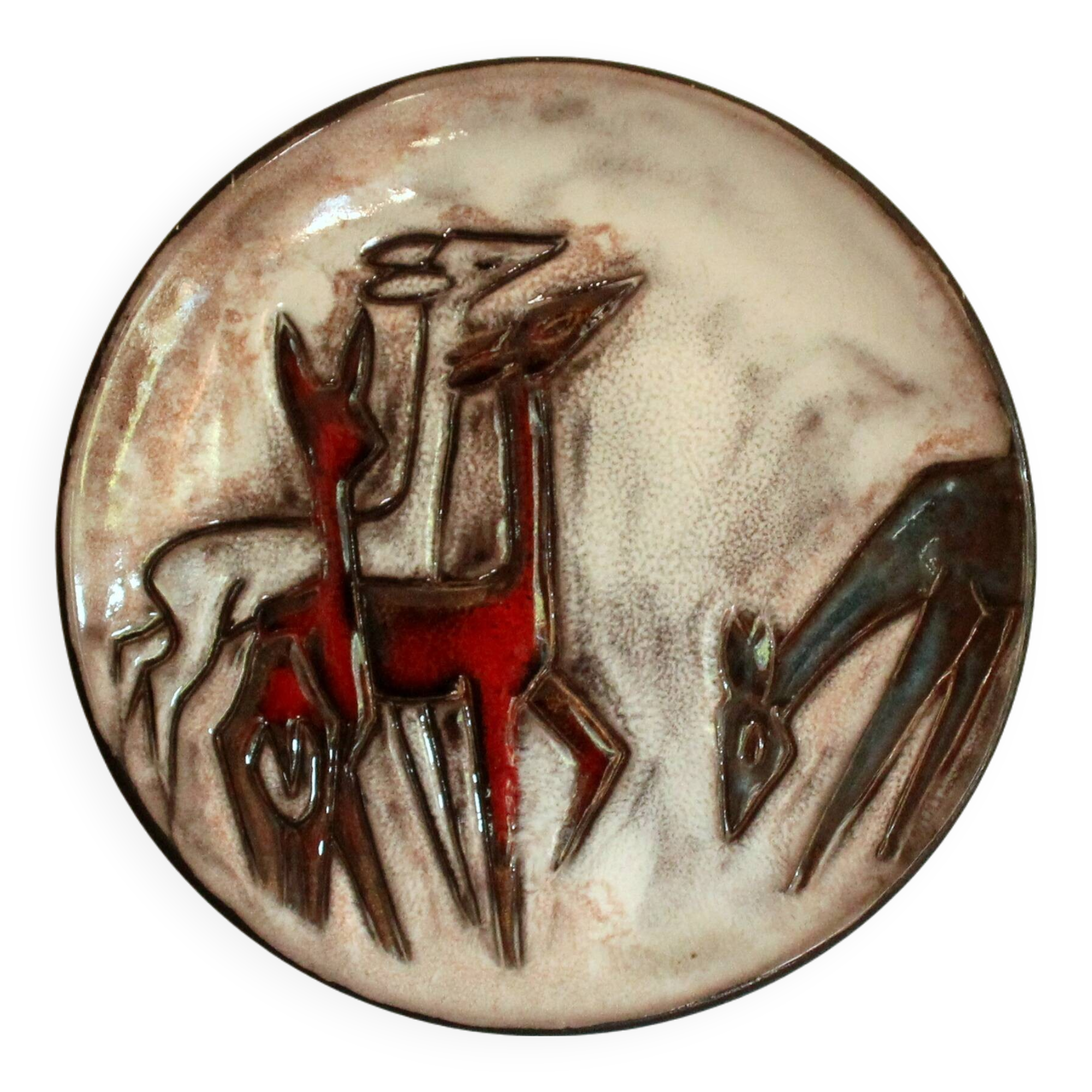 Ruscha ceramic wall plate, handmade in the 60s, Vintage