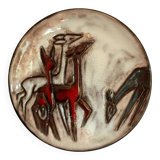 Ruscha ceramic wall plate, handmade in the 60s, Vintage