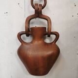 Vase with carved wooden handles