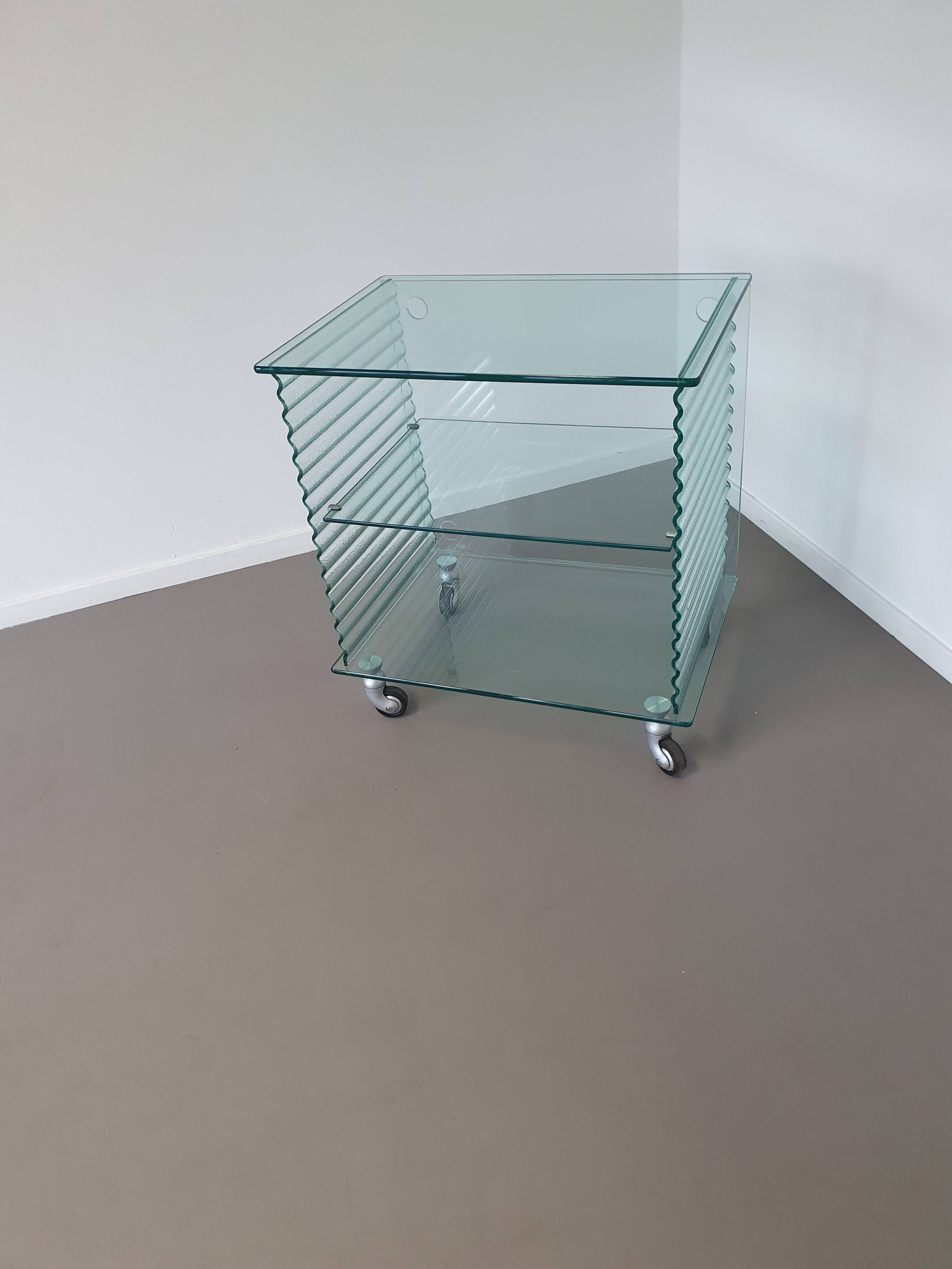 Onda Series Glass Media Cabinet by Ron Arad for Fiam, Italy, 1980