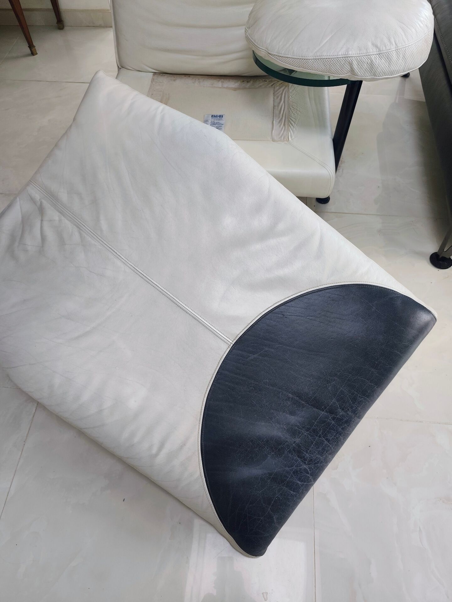B & B Italia armchair model Arca from the 1980s in leather by Paolo Piva.